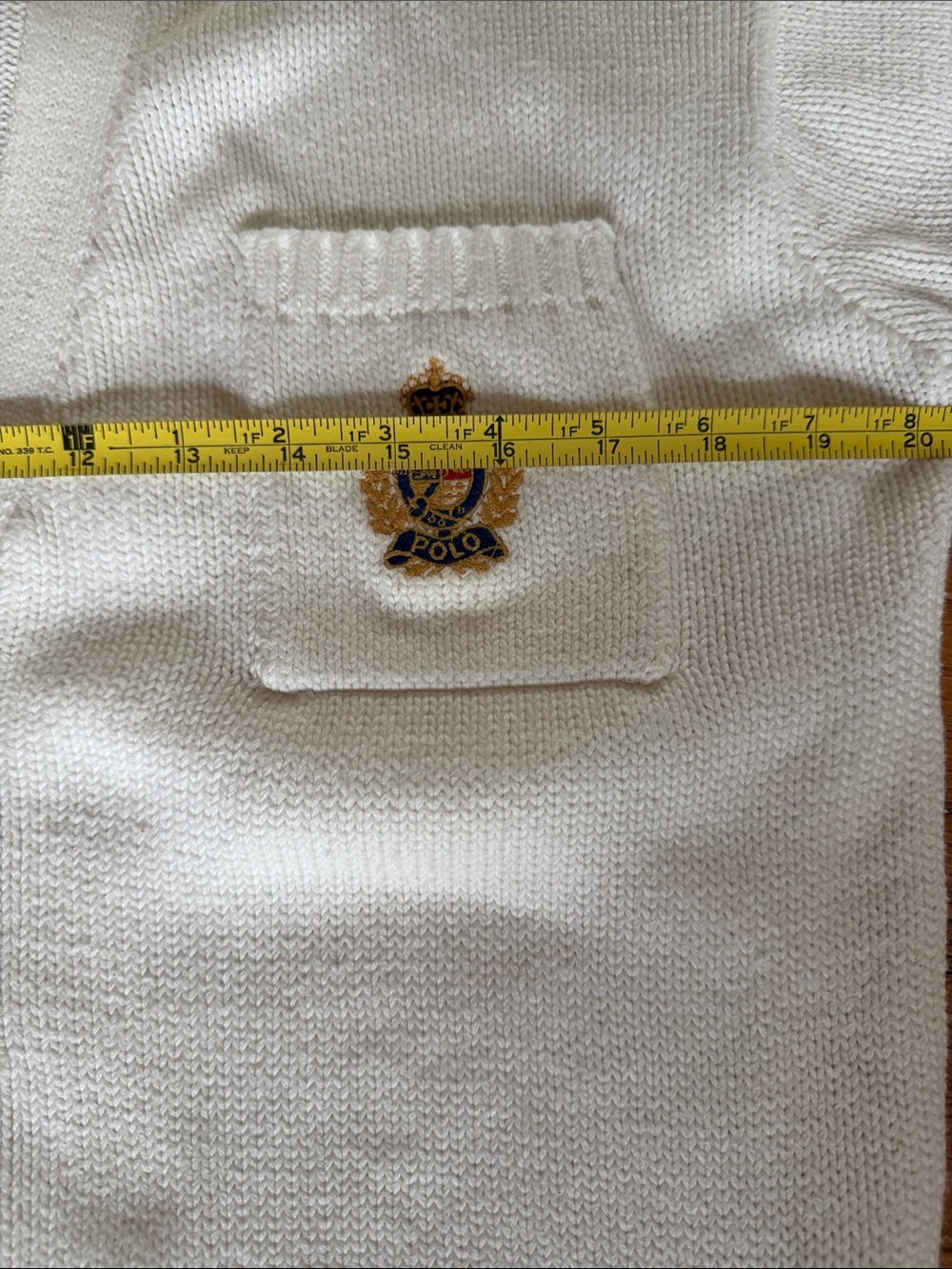 RalphLaurenCardiganSweaterBlueLabelHallmark Crest5GoldButtons PristineCrispWhite - Picture 8 of 8